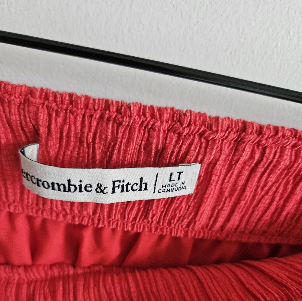 Abercrombie & Fitch red orange one shoulder crop top and skirt set
